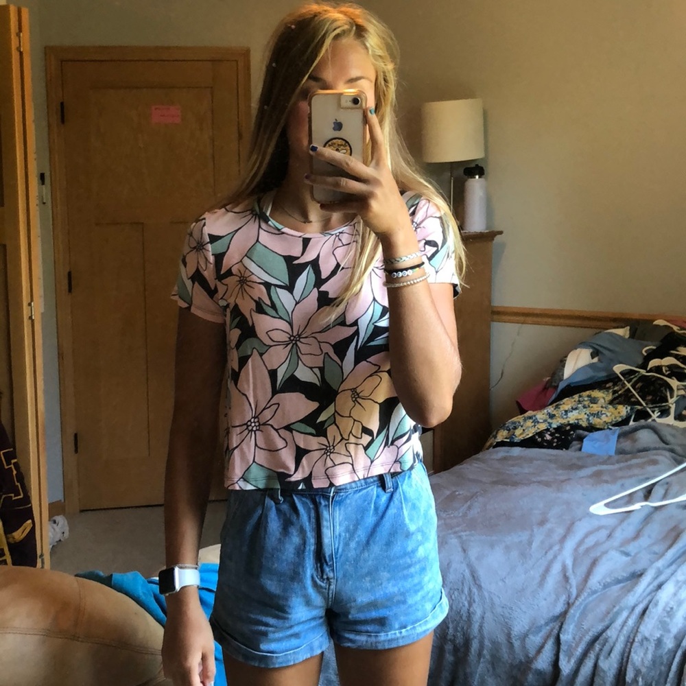 aeropostale floral crop t shirt